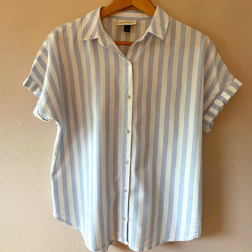 Blue and White Stripe, button down shirt, size XS.